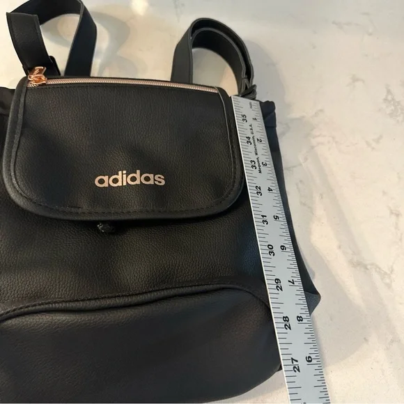 ADIDAS BLACK FAUX LEATHER ROSE GOLD SMALL FESTIVAL‎ DRAWSTRING BACKPACK - Picture 7 of 11